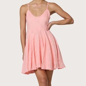 Lusana Tyra Peach linen dress nwt's sz S